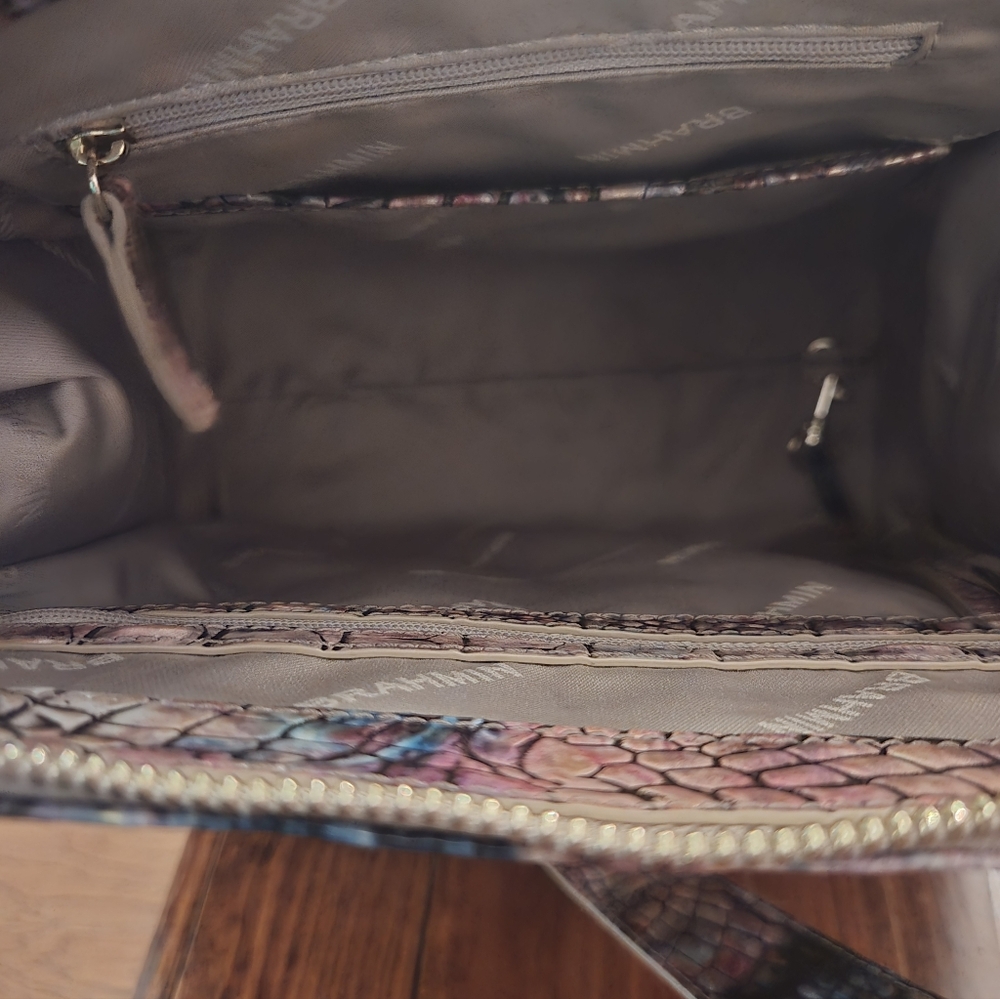 Brahmin Pink and Blue Crocodile Embossed Satchel - Picture 5 of 8